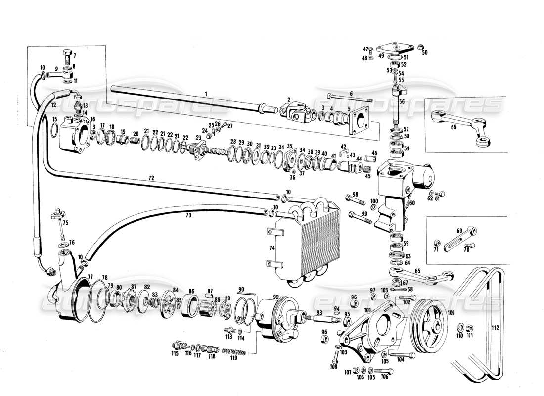 Maserati QTP.V8 4.7 (S1 & S2) 1967 HYDRAULIC STEERING Part Diagram