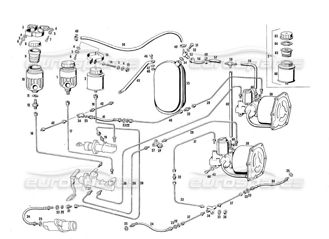 Maserati QTP.V8 4.7 (S1 & S2) 1967 Brake Control Part Diagram