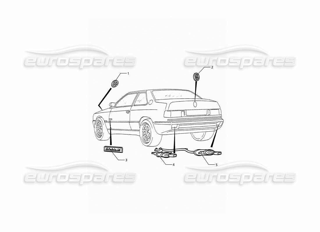 Maserati Ghibli 2.0 Cup Vehicle Exterior and Exhaust Variations Part Diagram