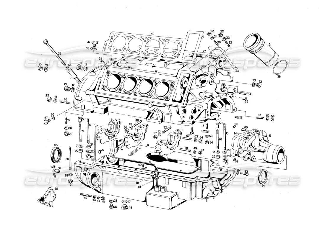 Maserati QTP.V8 4.9 (S3) 1979 engine housing Part Diagram