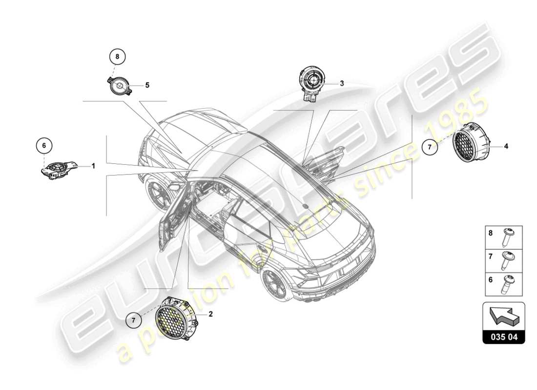 Lamborghini Urus (2020) electrical parts for audio system Part Diagram