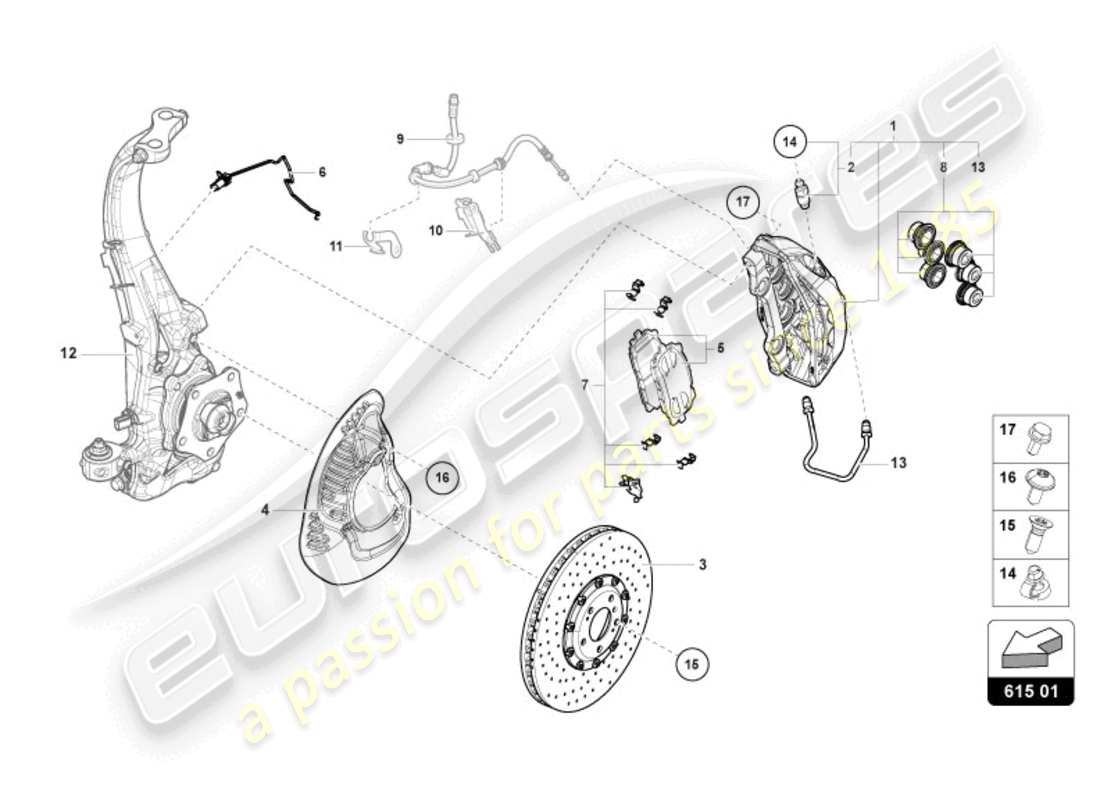 Lamborghini Urus (2020) FIXED-CALLIPER BRAKE FRONT Part Diagram