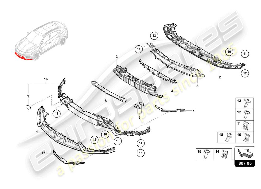 Lamborghini Urus (2020) BUMPER, COMPLETE CARBON Part Diagram