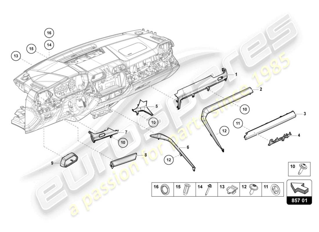 Lamborghini Urus (2020) TRIM PANEL FOR DASH PANEL Part Diagram