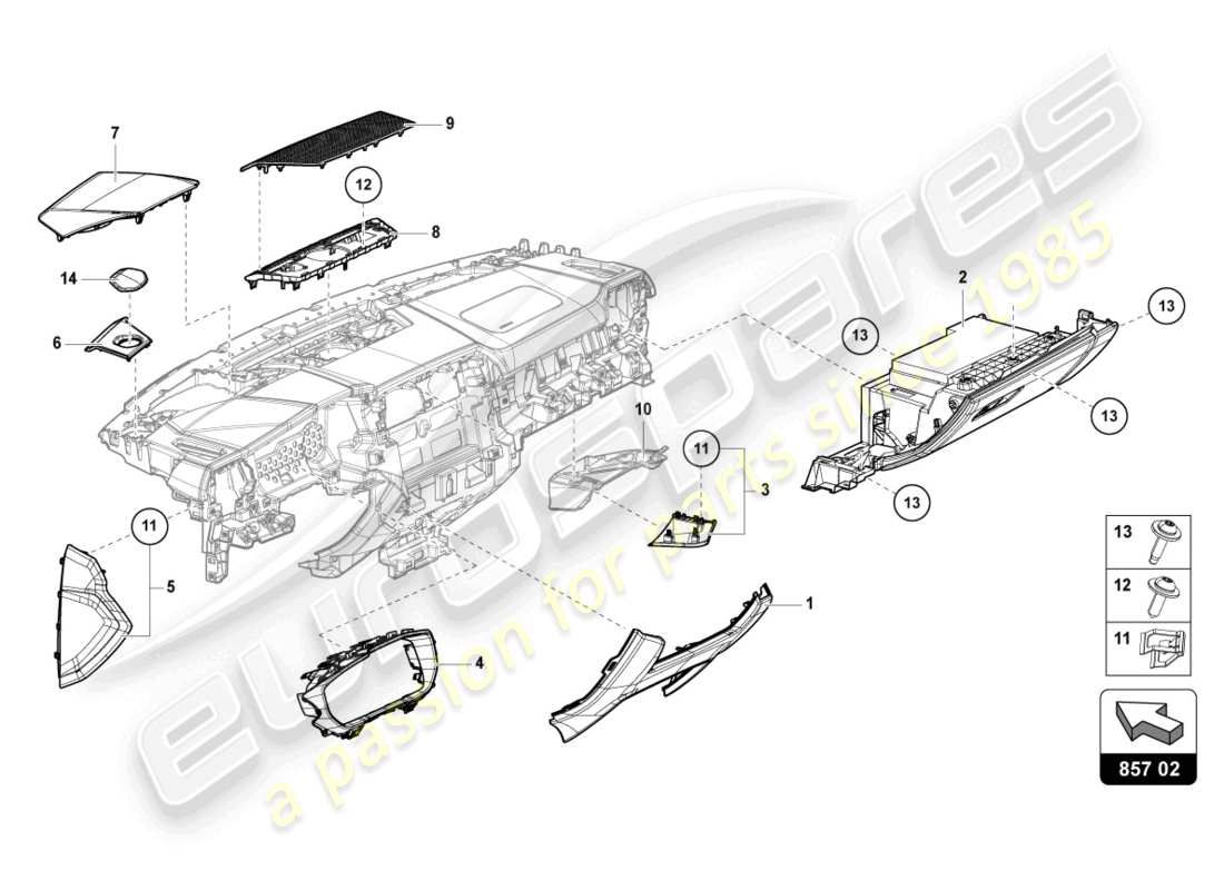 Lamborghini Urus (2020) INSTRUMENT PANEL Part Diagram
