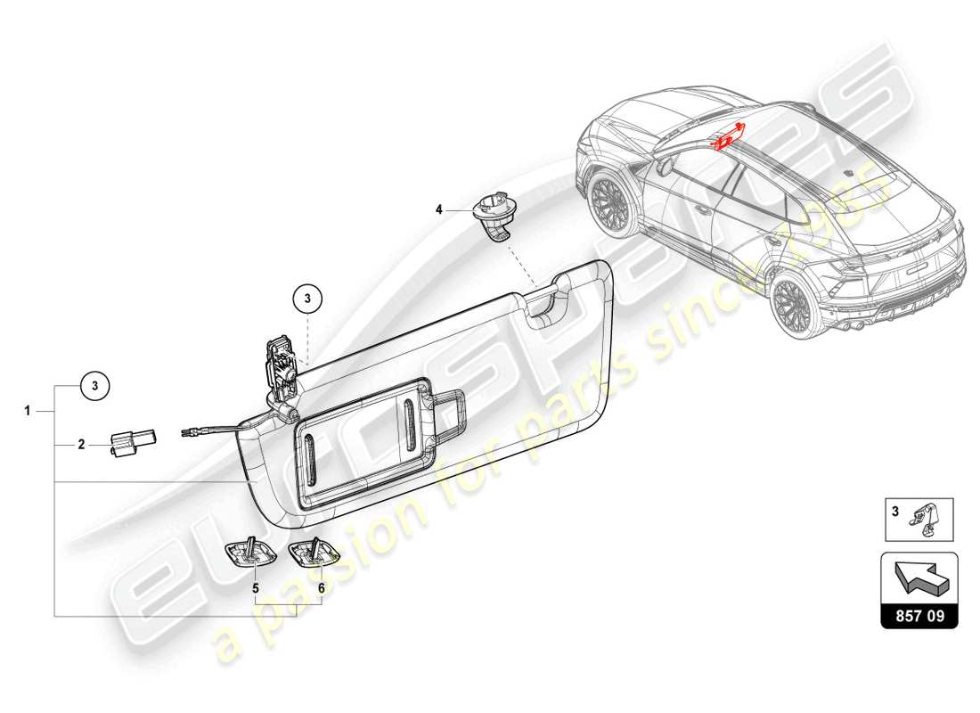 Lamborghini Urus (2020) SUN VISOR Part Diagram