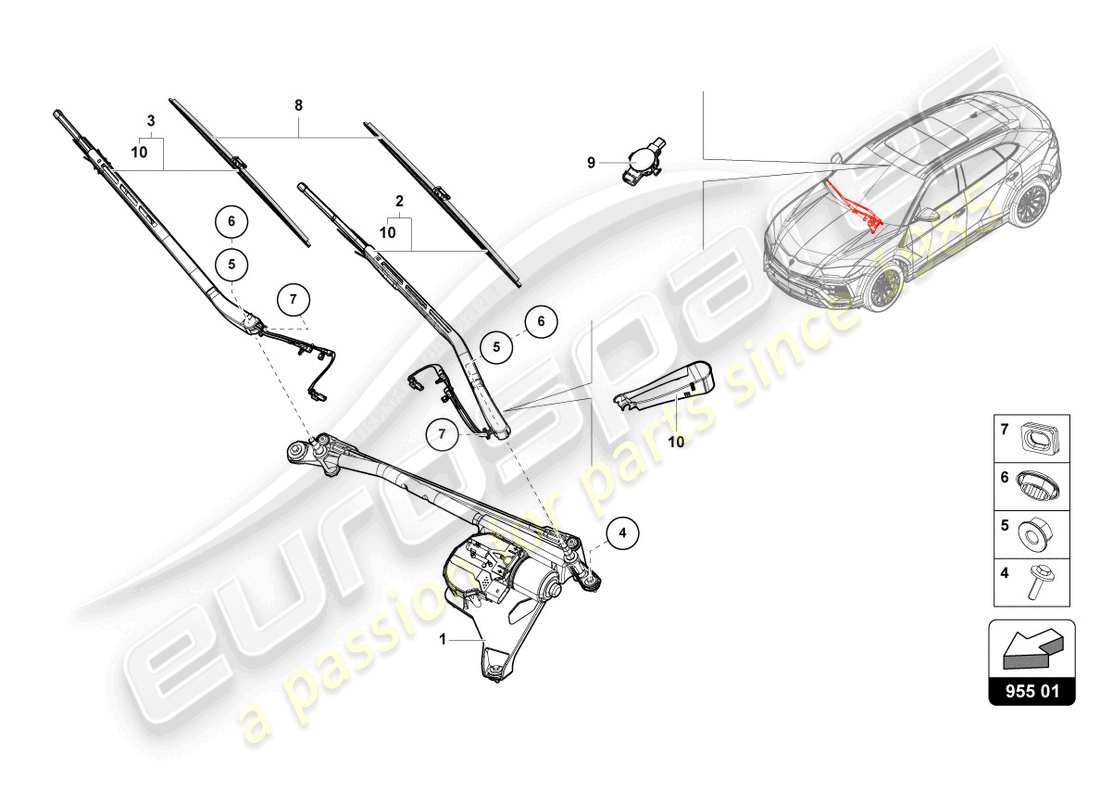 Lamborghini Urus (2020) WINDSHIELD WIPER Part Diagram