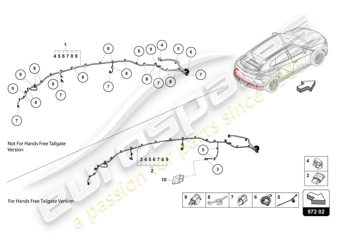 Lamborghini Urus (2020) WIRING SET FOR BUMPER REAR Part Diagram
