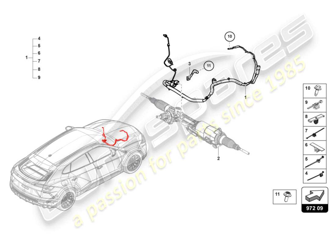 Lamborghini Urus (2020) WIRING SET FOR ACTIVE STEERING FRONT Part Diagram