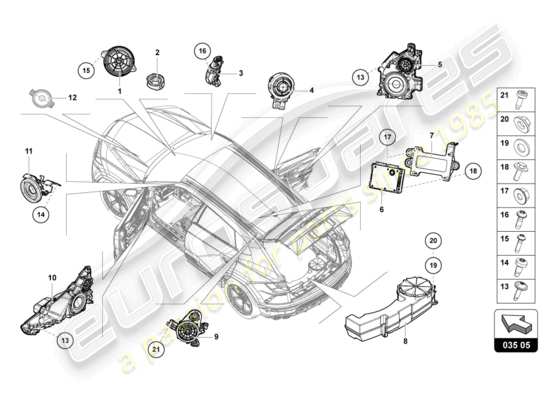 a part diagram from the Lamborghini Urus (2020) parts catalogue