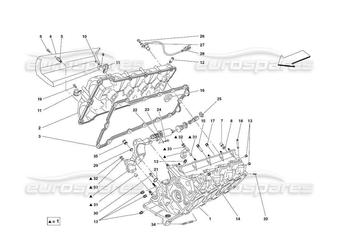 Ferrari 430 Challenge (2006) RH cylinder head Part Diagram