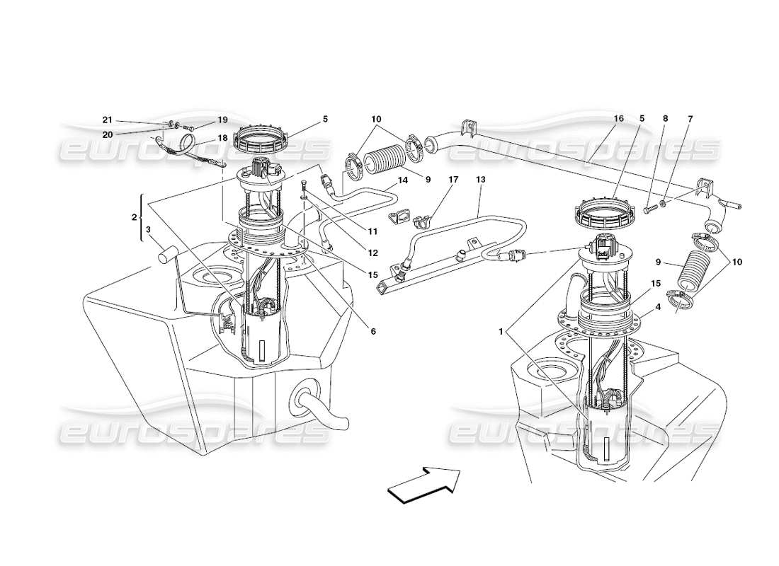 Ferrari 430 Challenge (2006) fuel pumps and pipes Part Diagram