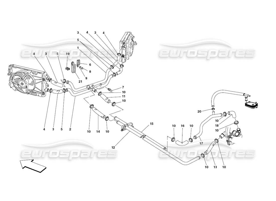 Ferrari 430 Challenge (2006) Cooling System Part Diagram