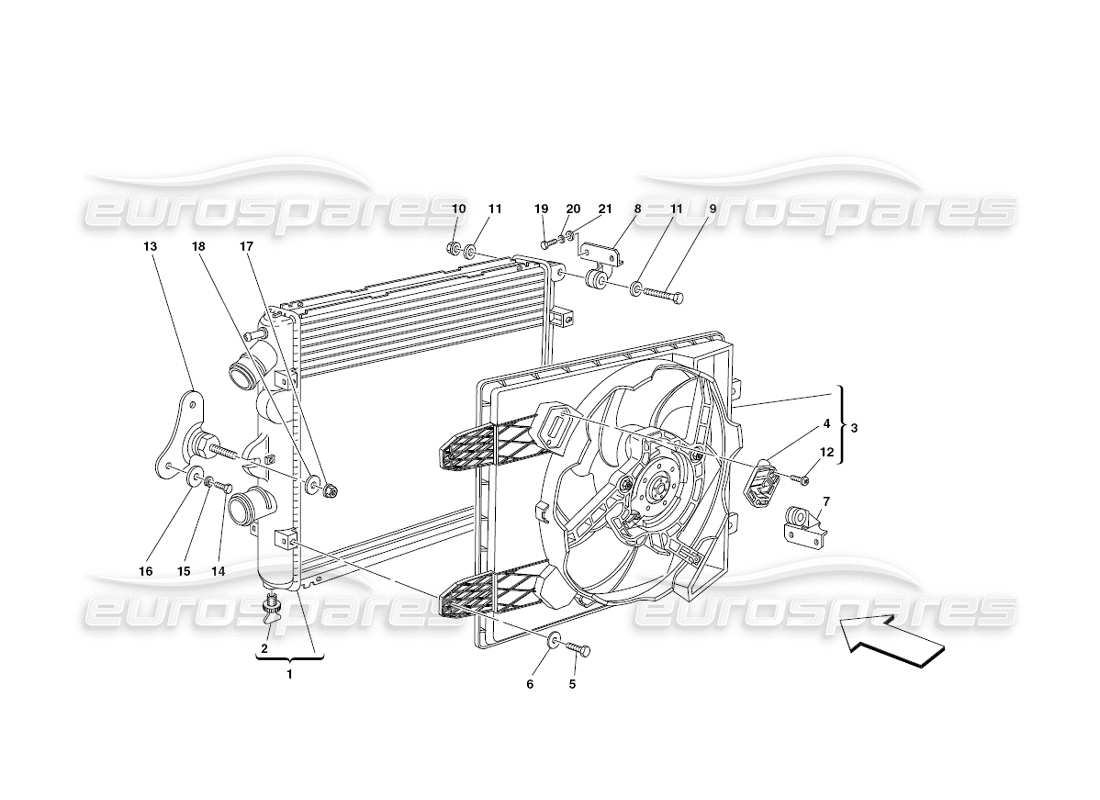 Ferrari 430 Challenge (2006) Cooling System Radiators Part Diagram