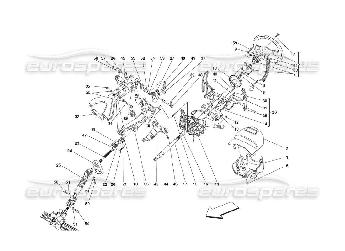 Ferrari 430 Challenge (2006) Steering Column Part Diagram