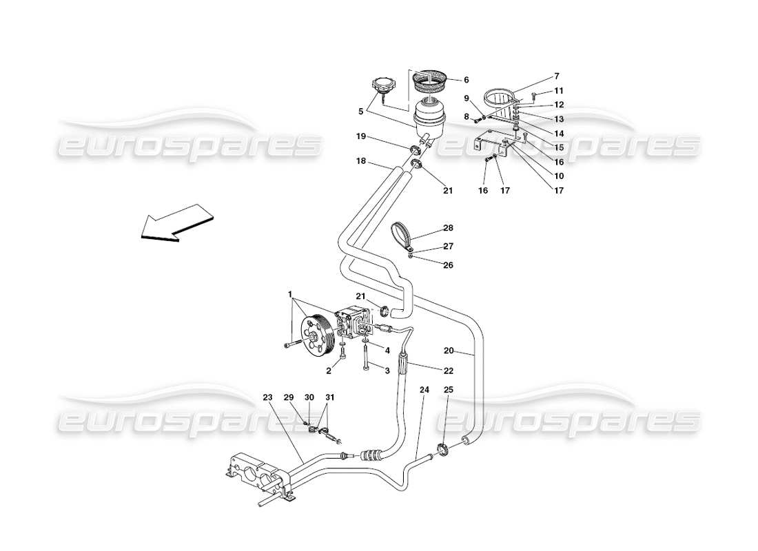 Ferrari 430 Challenge (2006) Hydraulic Steering Pump and Tank Part Diagram