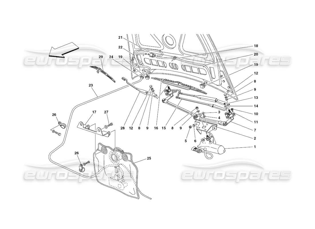 Ferrari 430 Challenge (2006) Windshield and Glass Washer Part Diagram