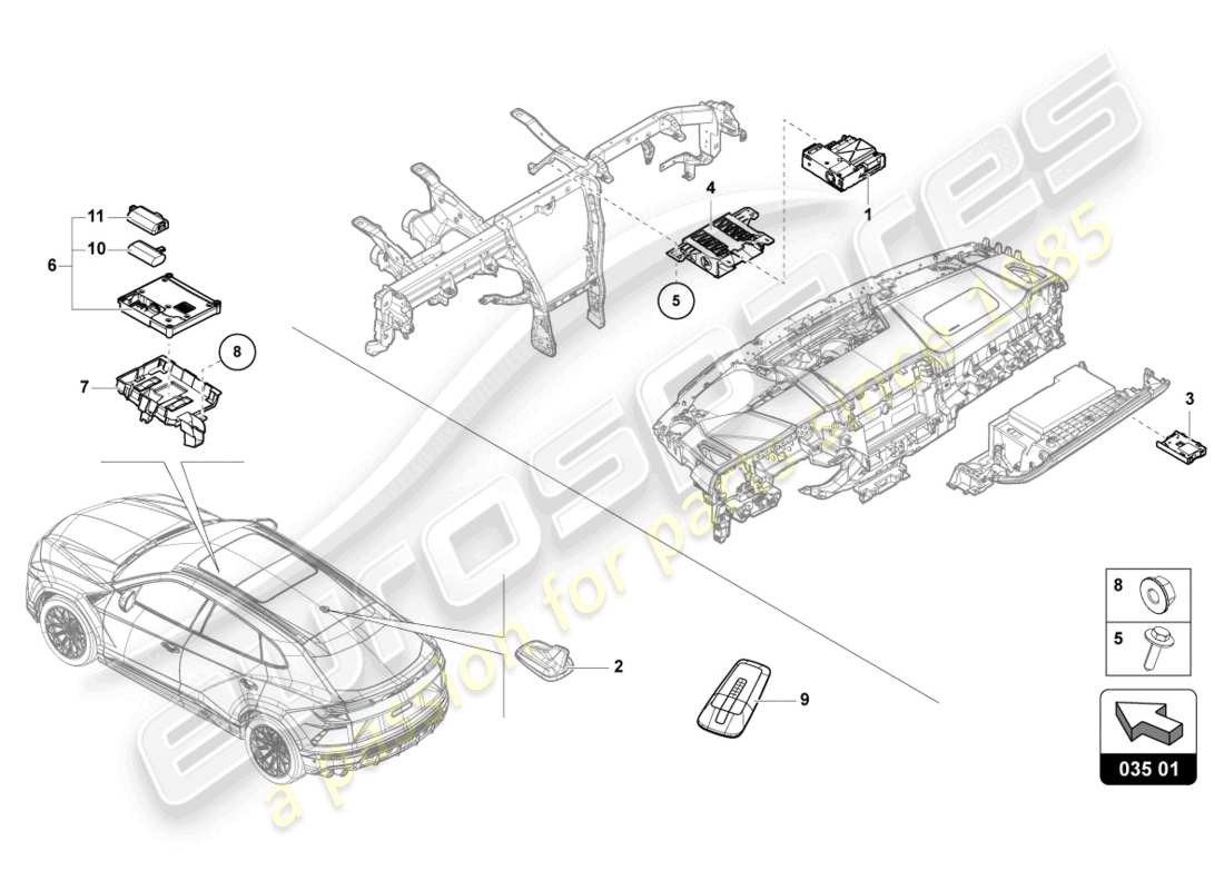 Lamborghini Urus (2021) CONTROL UNIT FOR INFOR- MATION ELECTRONICS Part Diagram