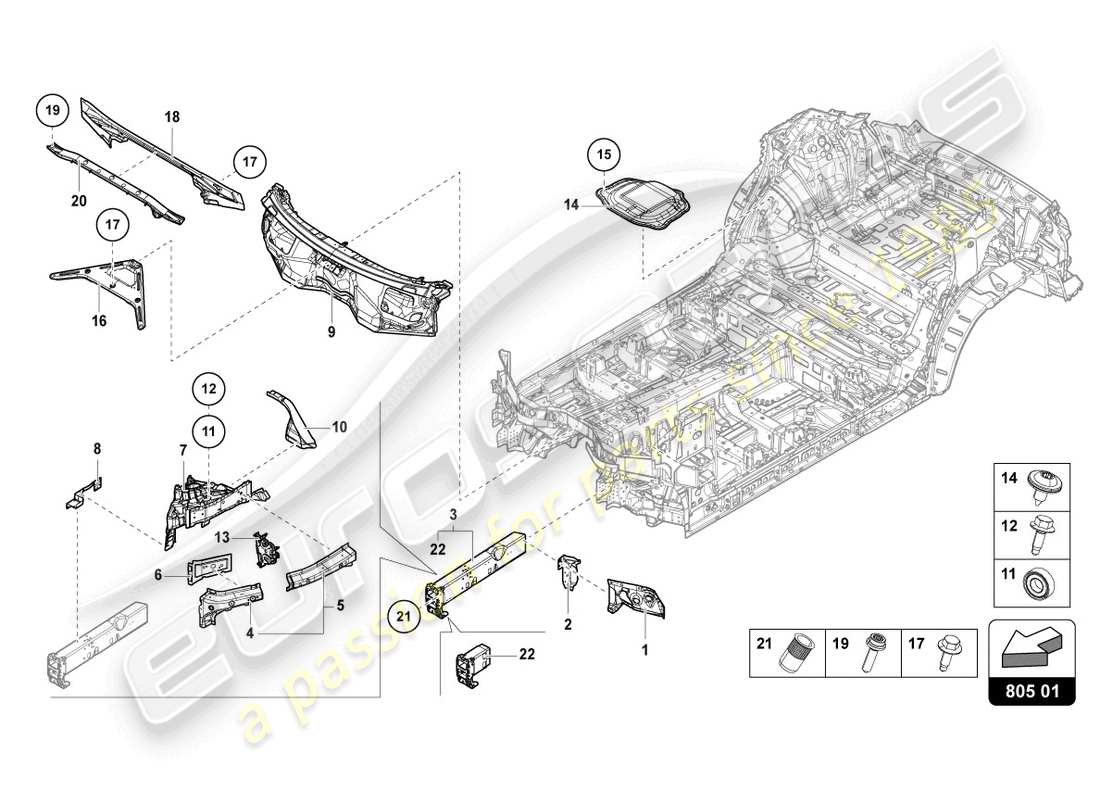 Lamborghini Urus (2021) UNDERBODY FRONT Part Diagram