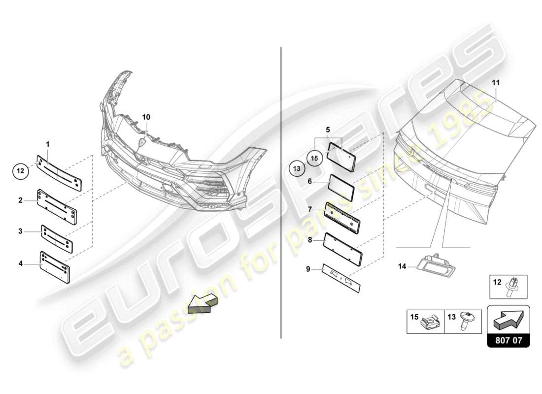 Lamborghini Urus (2021) LICENCE PLATE HOLDER Part Diagram