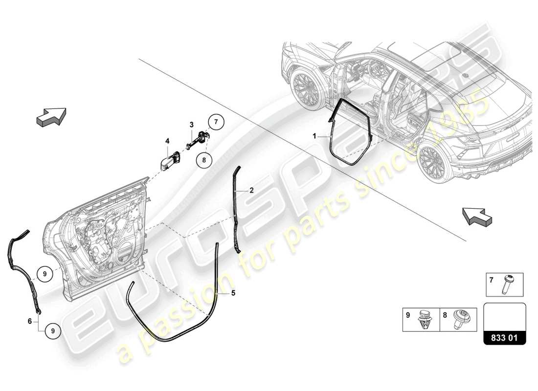Lamborghini Urus (2021) DOOR SEAL REAR Part Diagram