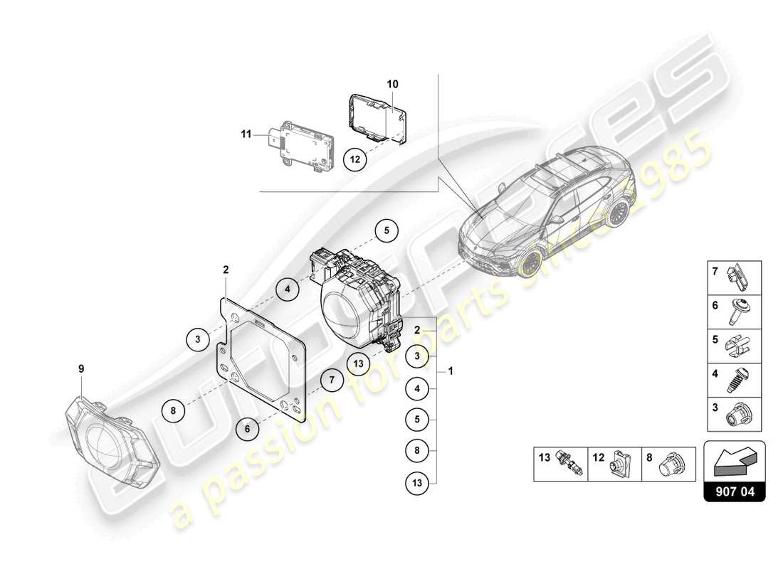 Lamborghini Urus (2021) RADAR SENSOR Part Diagram
