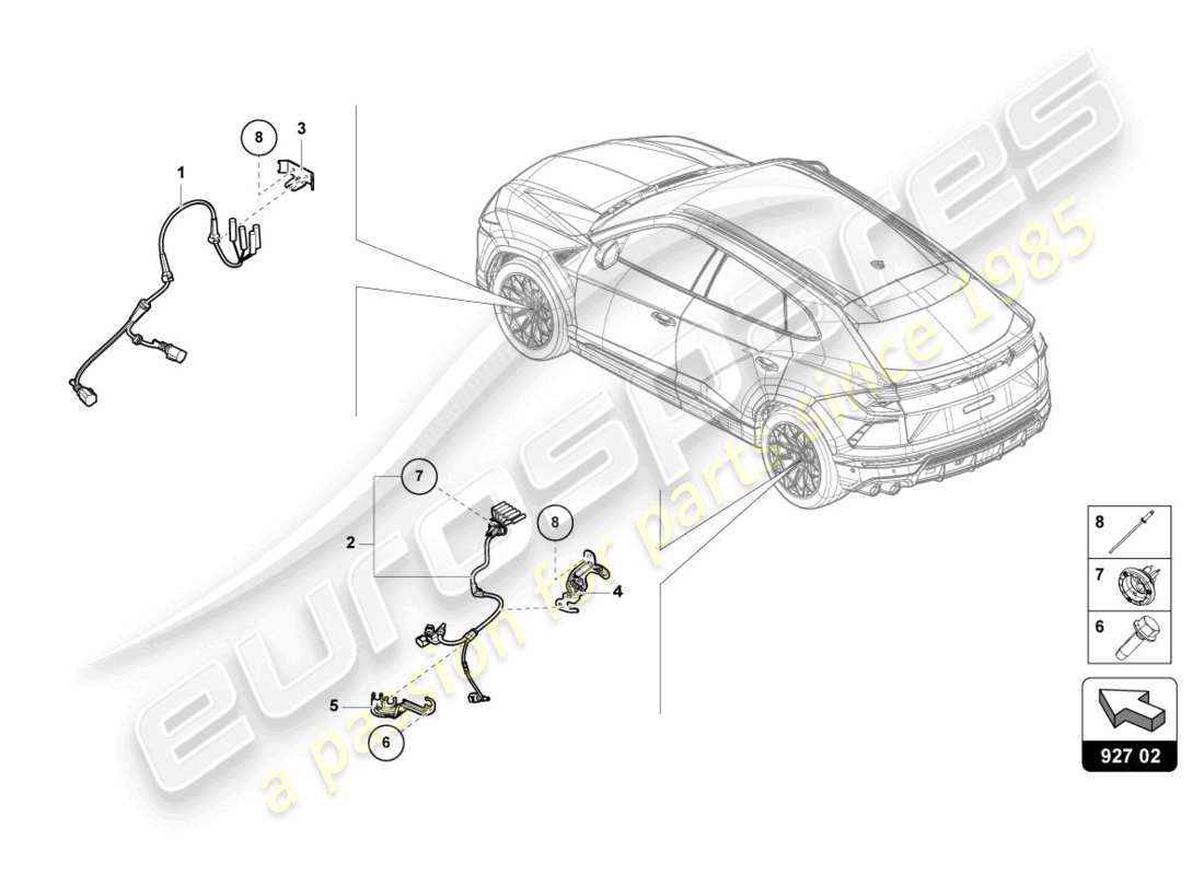 Lamborghini Urus (2021) WIRING HARNESS FOR ANTI-LOCK BRAKESYSTEM -ABS- Part Diagram