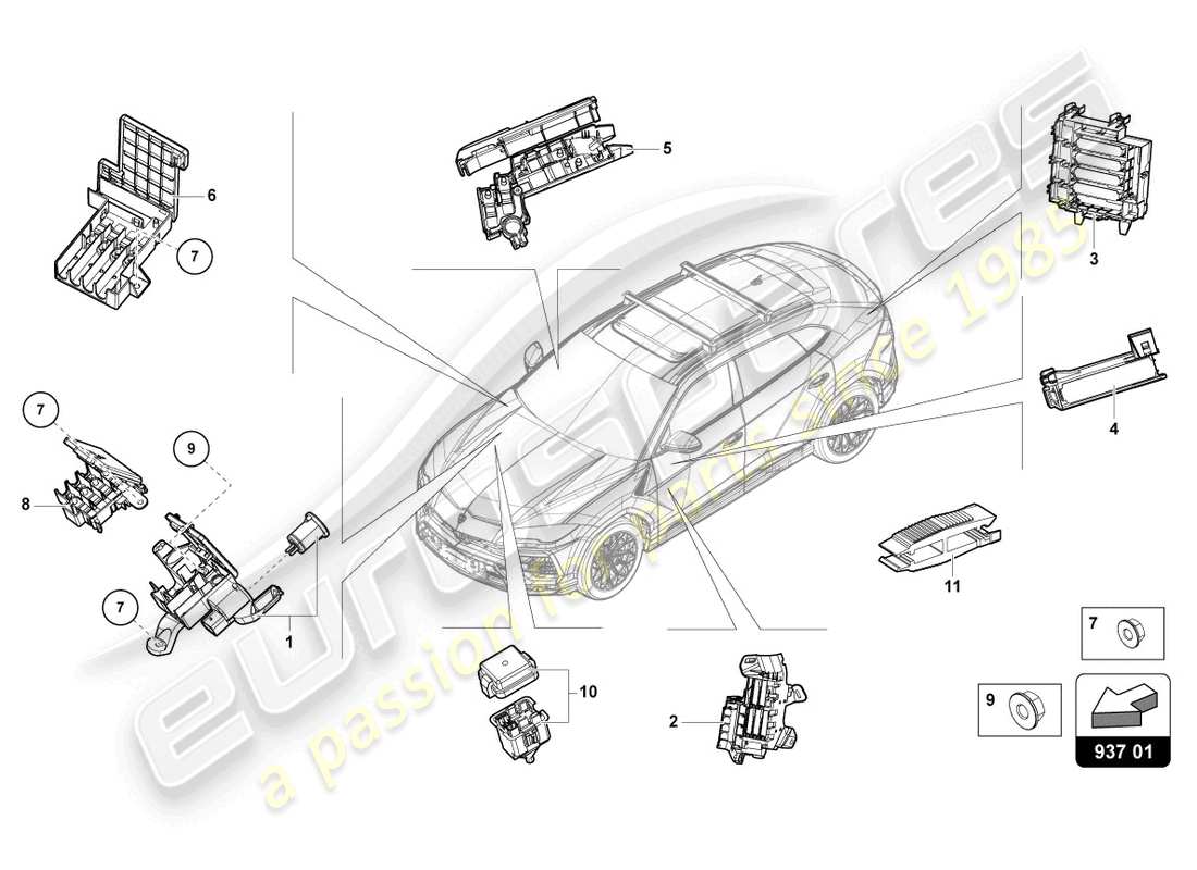 Lamborghini Urus (2021) FUSE BOX Part Diagram