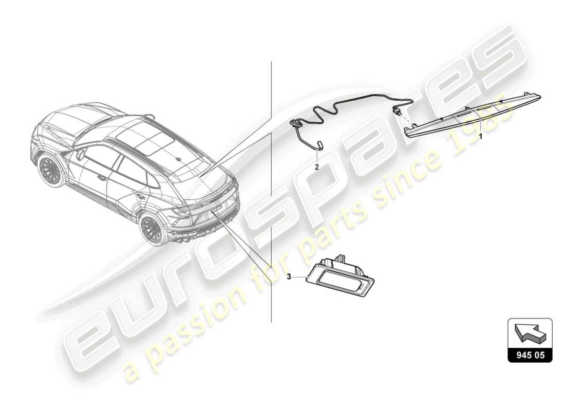 Lamborghini Urus (2021) ADDITIONAL BRAKE LIGHT Part Diagram