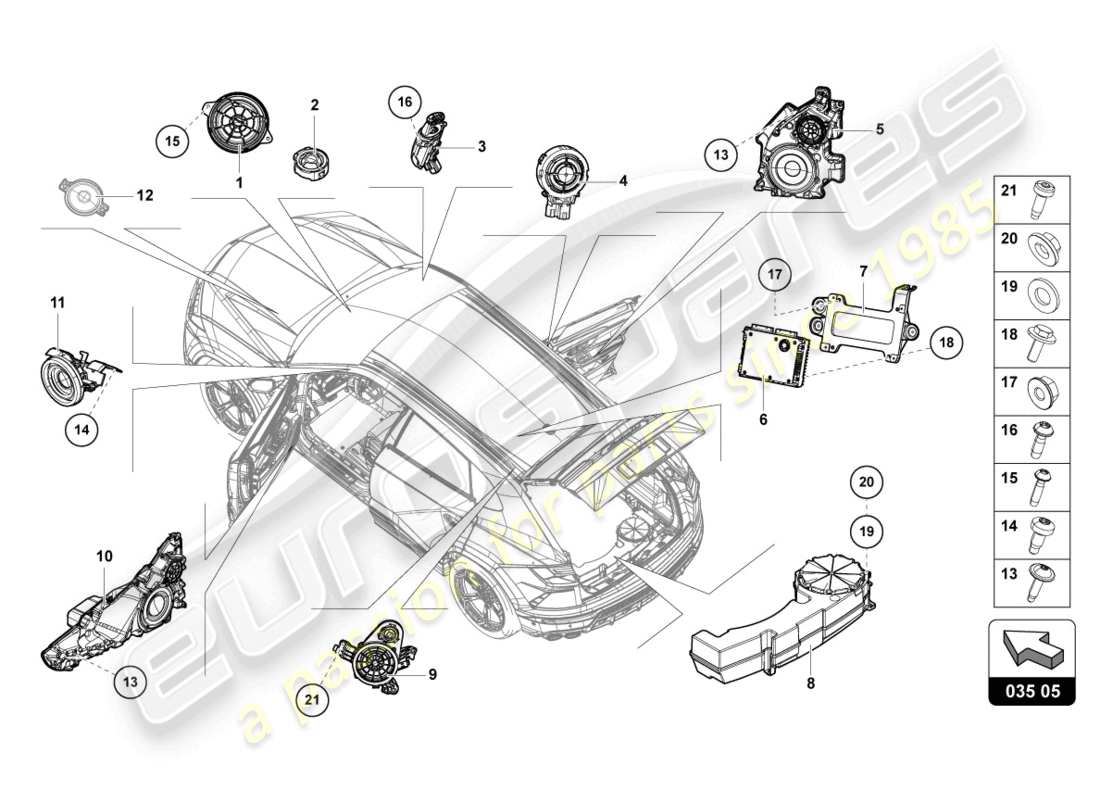 Lamborghini Urus (2019) electrical parts for audio system Part Diagram