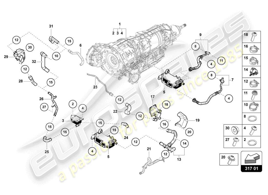 Lamborghini Urus (2019) COOLING SYSTEM FOR GEAR OIL Parts Diagram