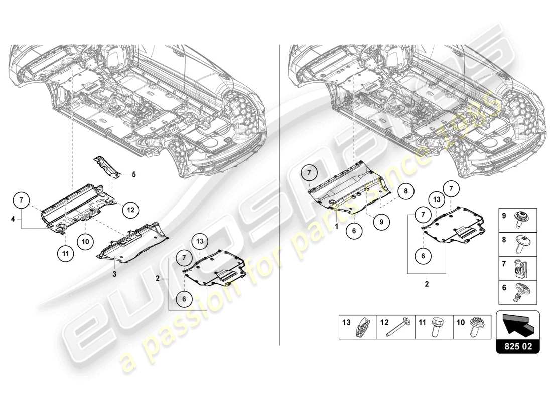 Lamborghini Urus (2019) UNDERBODY TRIM Parts Diagram