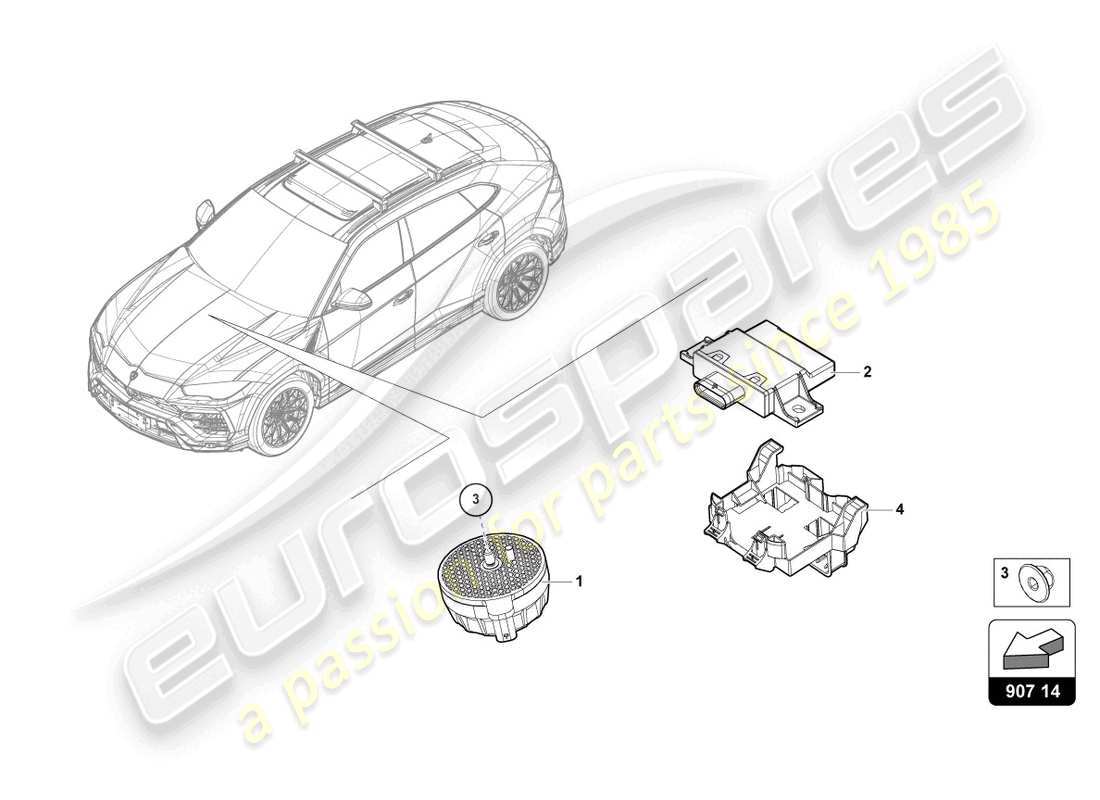 Lamborghini Urus (2019) ELECTRICAL PARTS FOR ENGINE NOISE PRODUCTION Parts Diagram