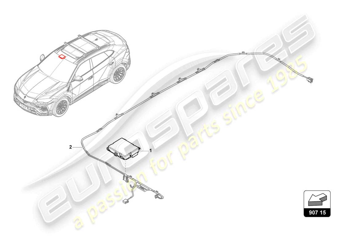 Lamborghini Urus (2019) CONTROL UNIT FOR ELECTRIC SLIDING SUNROOF CONTROLS Parts Diagram