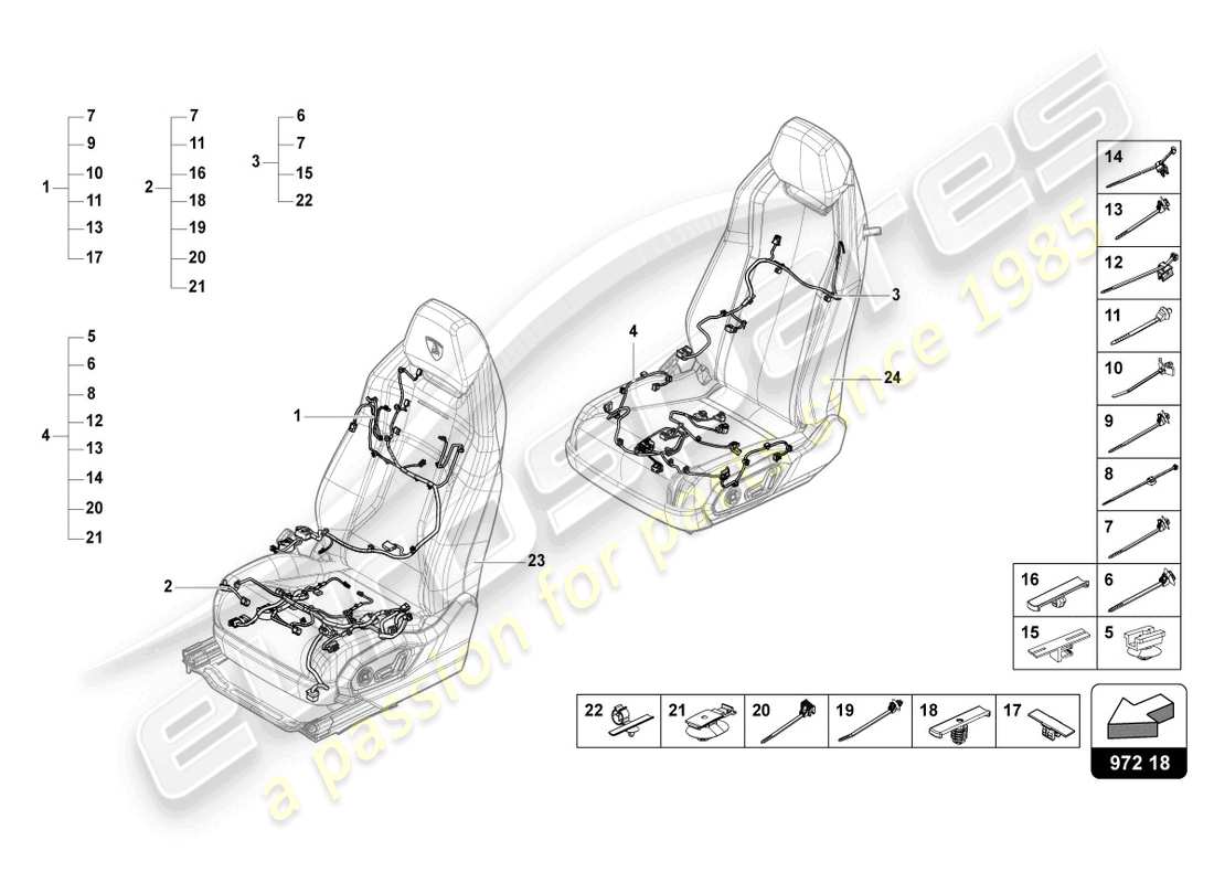 Lamborghini Urus (2019) WIRING HARNESS FOR ELECTRICALLY ADJUSTABLE SEAT Parts Diagram