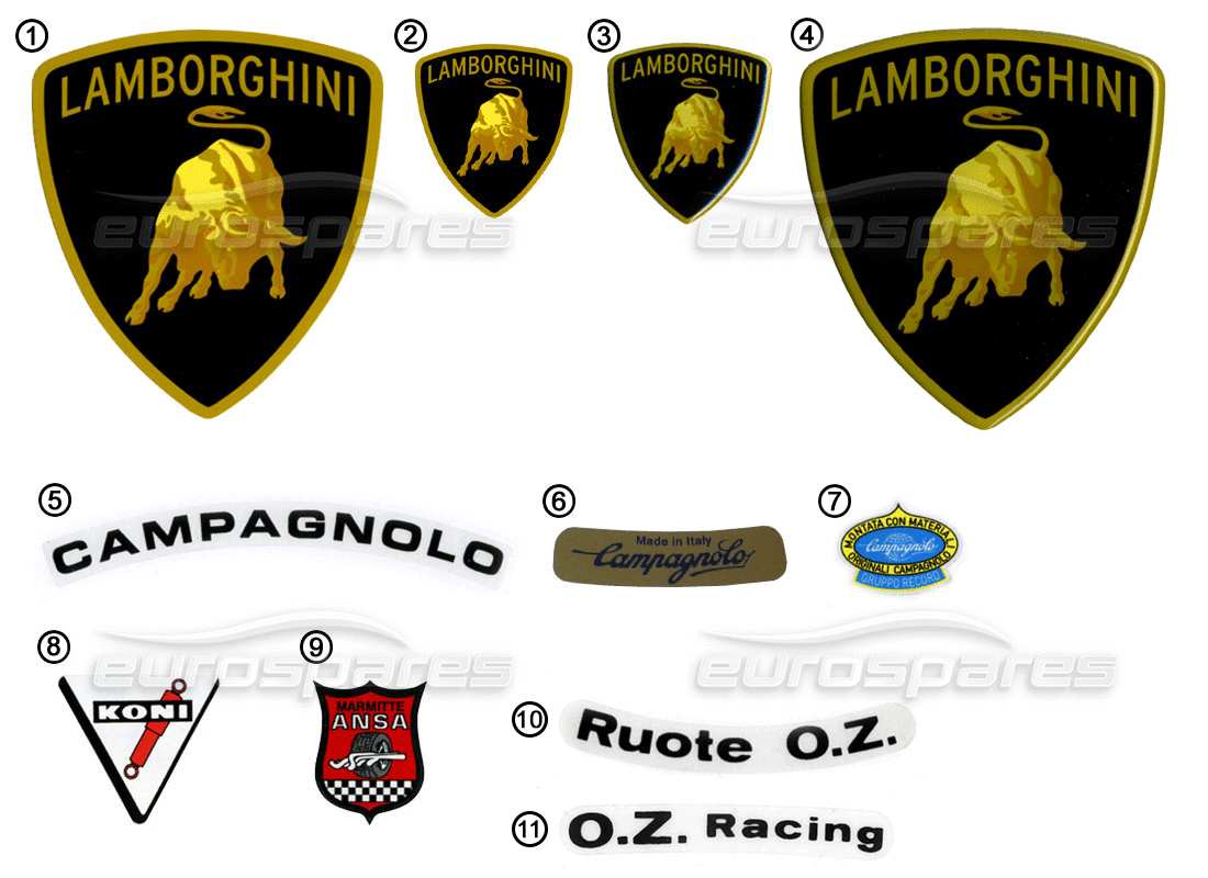 Lamborghini Miscellaneous Lamborghini Stickers - Logo Stickers Part Diagram