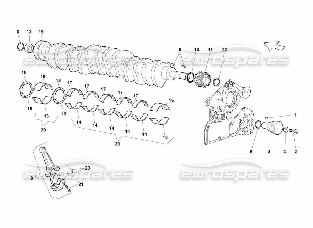 Lamborghini Murcielago LP670 Crankshaft - Conrods Part Diagram