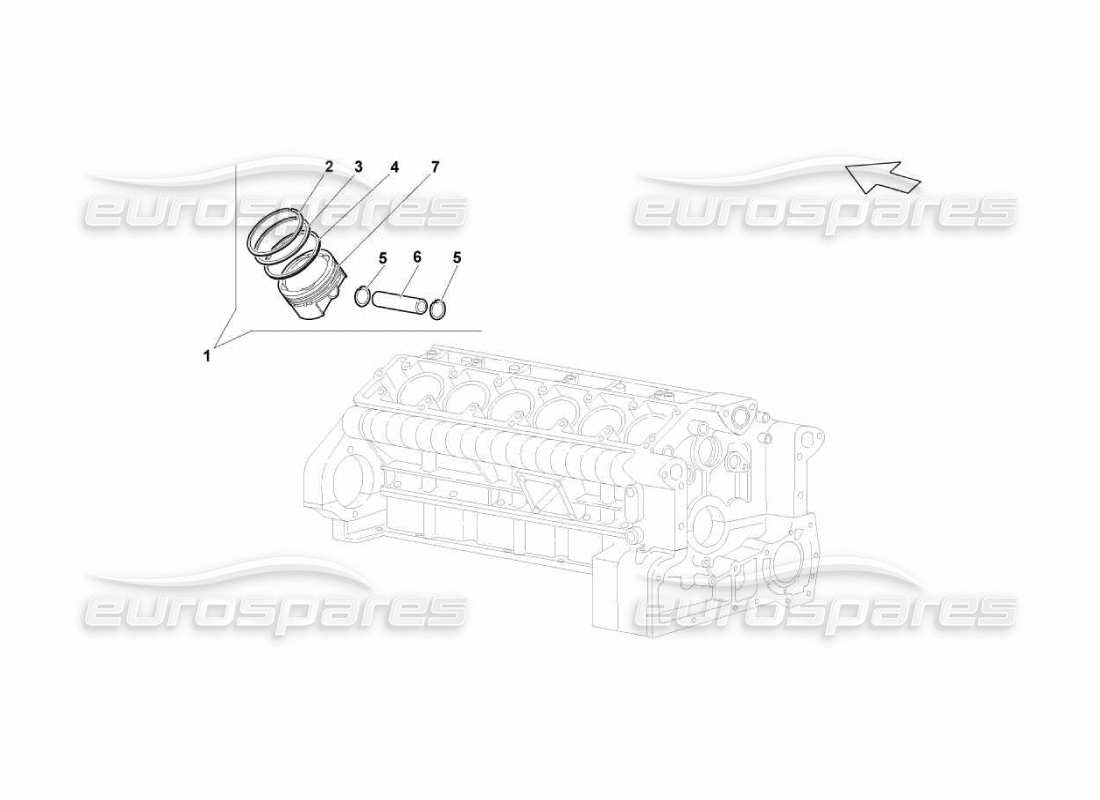 Lamborghini Murcielago LP670 Pistons Part Diagram