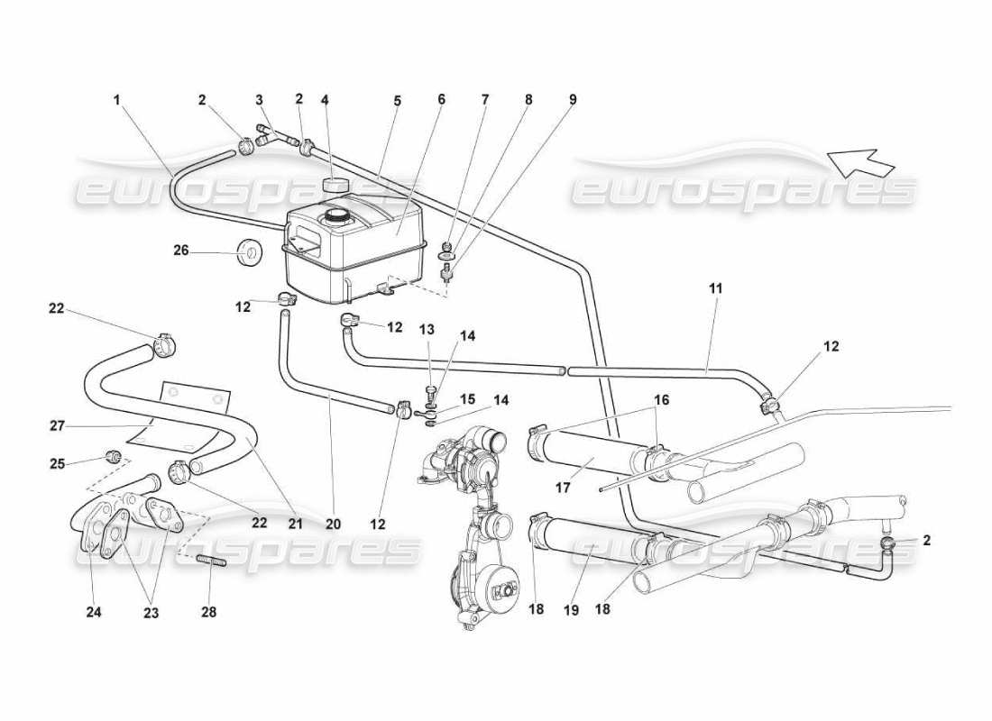 Lamborghini Murcielago LP670 Water Cooling System Parts Diagram