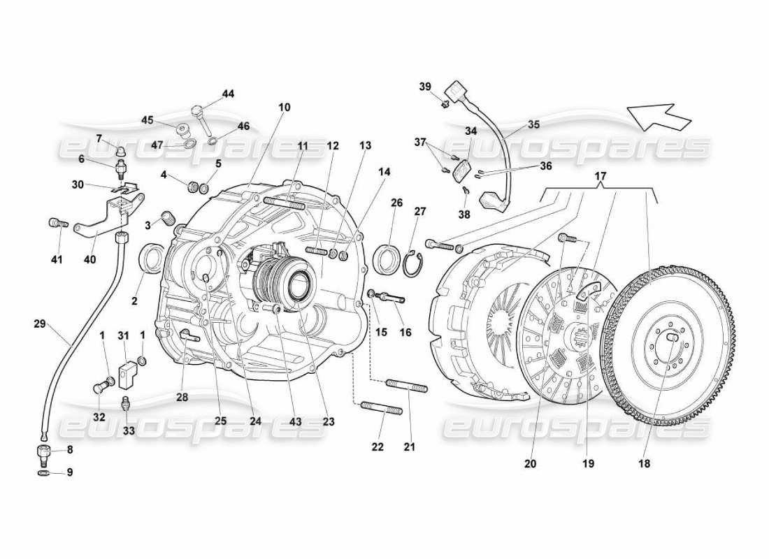 Lamborghini Murcielago LP670 Clutch (e-gear) Parts Diagram