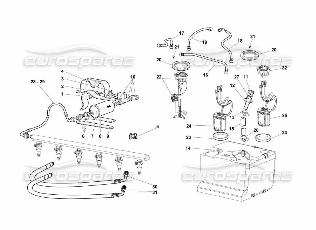 Lamborghini Murcielago LP670 fuel system Part Diagram