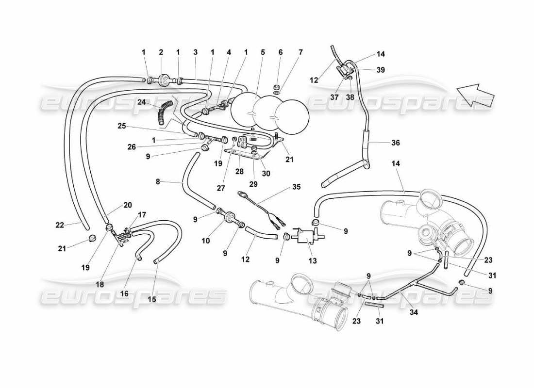 Lamborghini Murcielago LP670 Exhaust System Parts Diagram