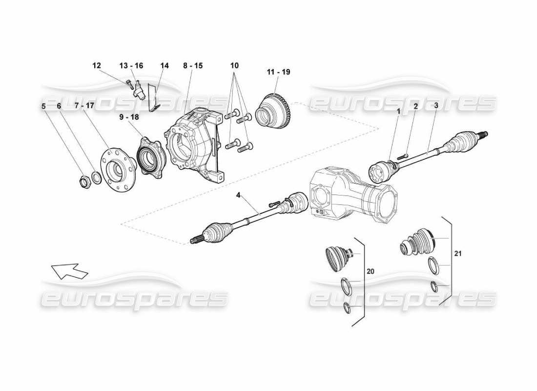 Lamborghini Murcielago LP670 FRONT DRIVE SHAFT Parts Diagram
