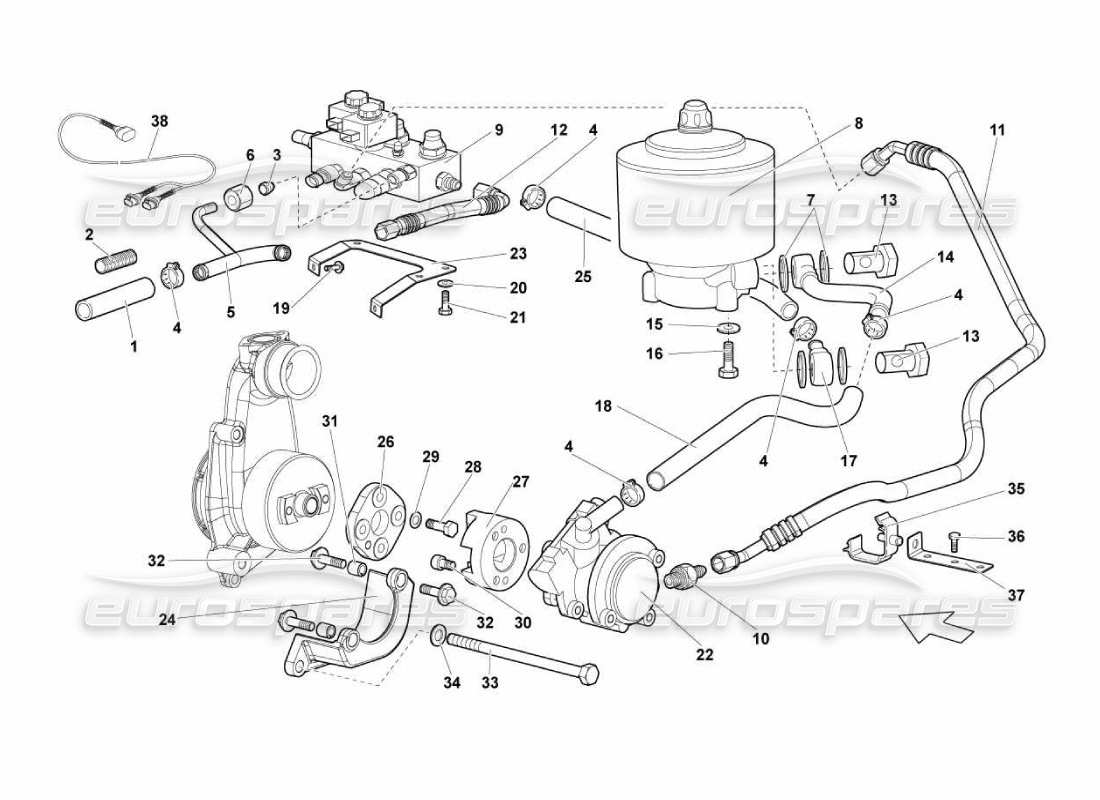 Lamborghini Murcielago LP670 POWER STEERING Parts Diagram