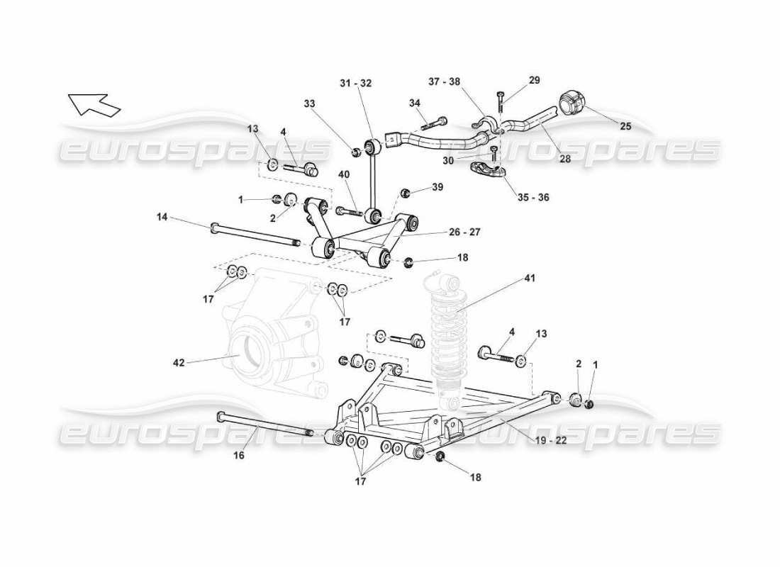 Lamborghini Murcielago LP670 Rear Arms Parts Diagram