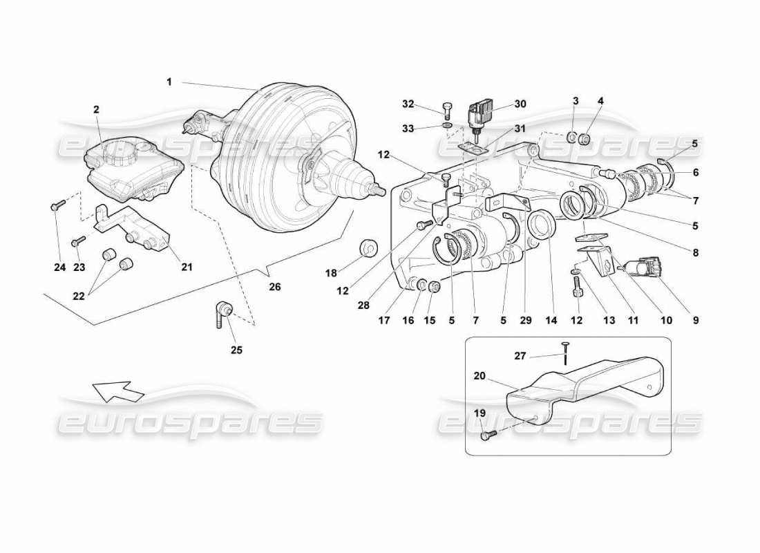 Lamborghini Murcielago LP670 PEDAL SUPPORT Parts Diagram
