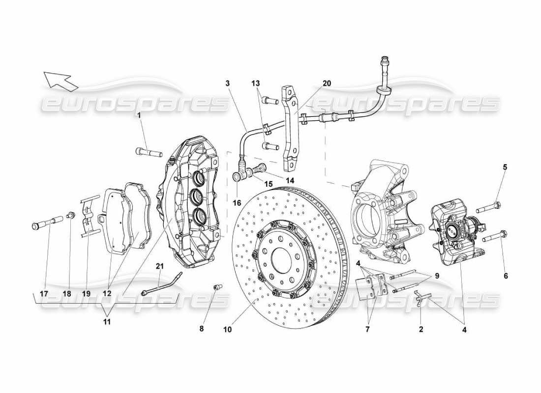 Lamborghini Murcielago LP670 Rear Brakes - Carboceramic Parts Diagram
