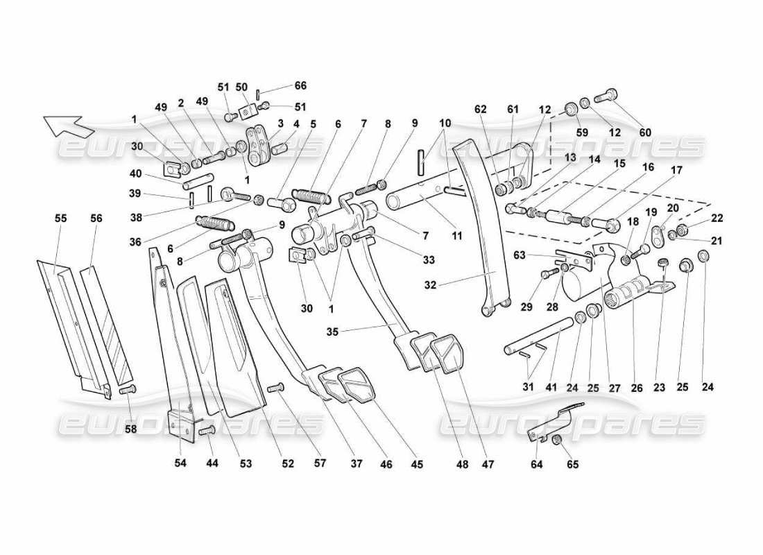 Lamborghini Murcielago LP670 Manual Pedal Cluster Part Diagram