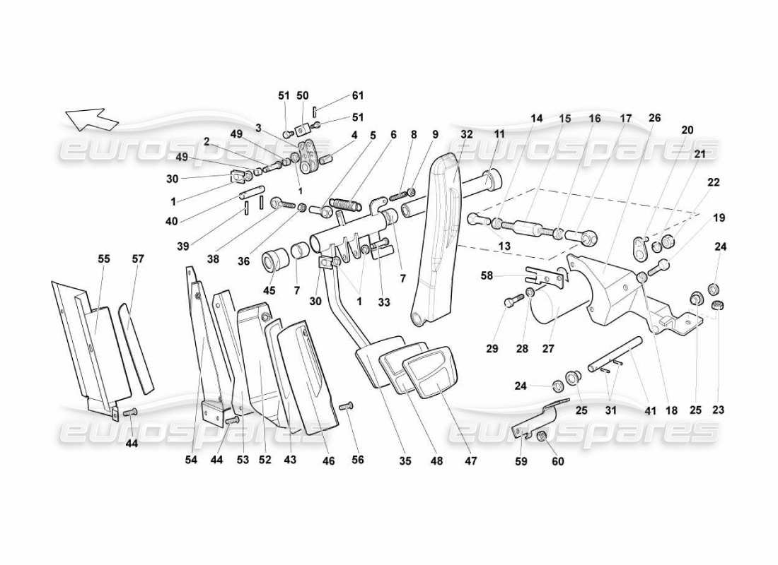 Lamborghini Murcielago LP670 E-gear Control Pedal Part Diagram