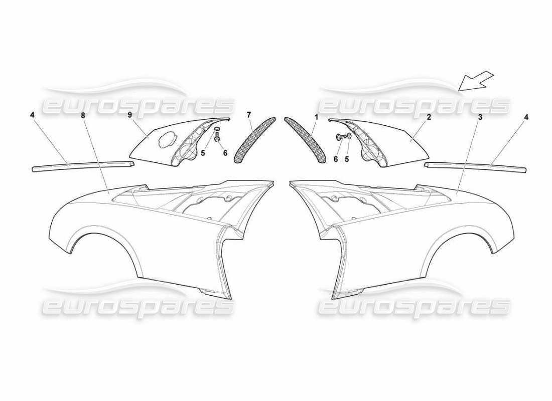 Lamborghini Murcielago LP670 REAR FENDER Part Diagram